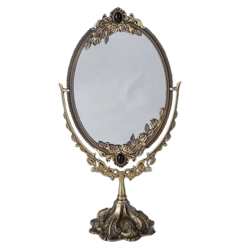 miroir ovale or floral classique dressing sans luminaire rotationnable maison