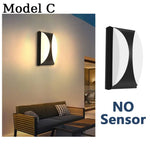 lampes murales led noir blanc géométrique ip66 moderne détecteur mouvement piro étanche