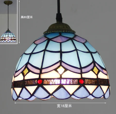 lampe suspendue tiffany multicolore stained glass floral salon chambrehôtel