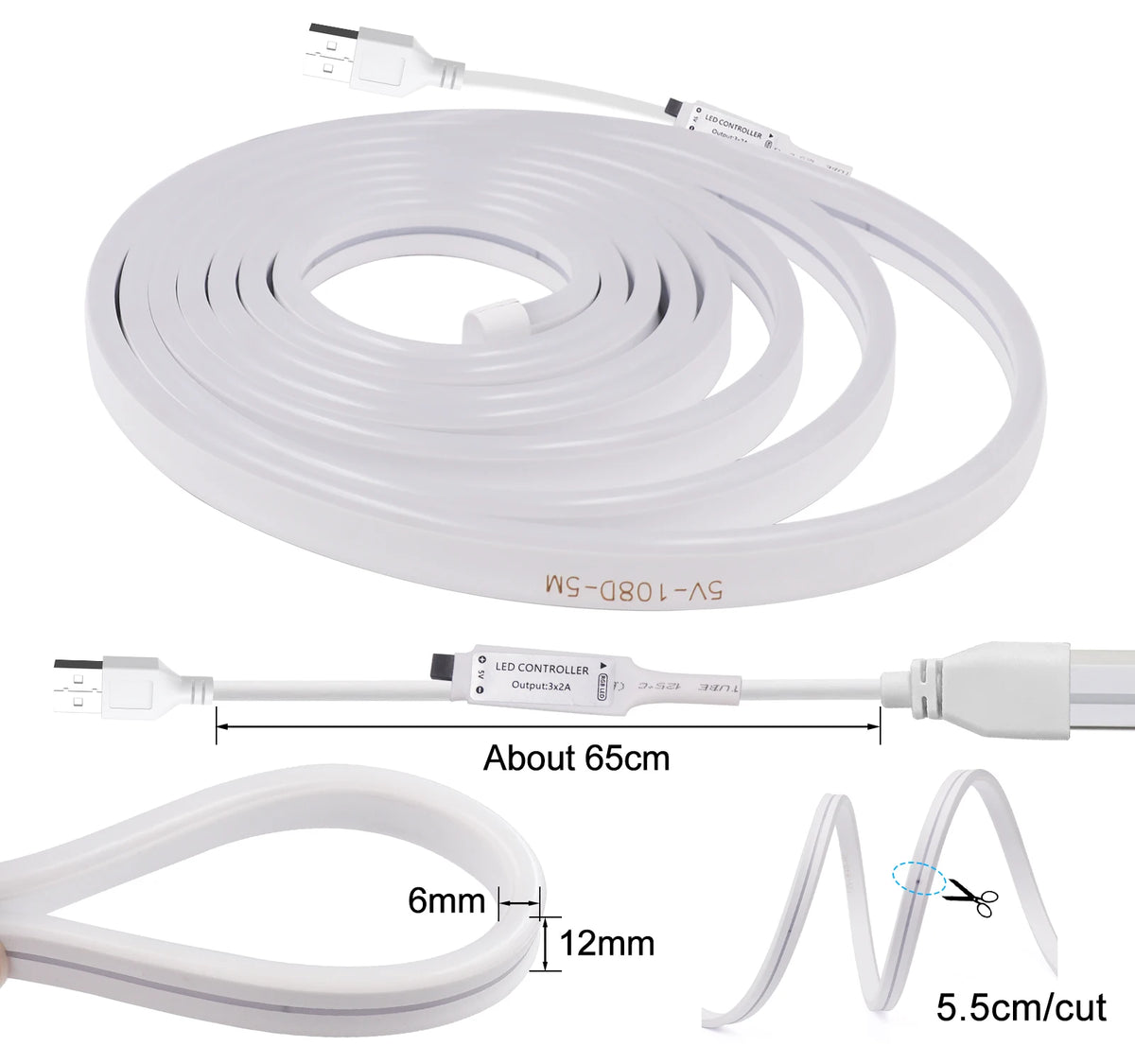 ruban led flexible multicolore moderne télécommande adhésif 1m 2m 3m 4m 5m