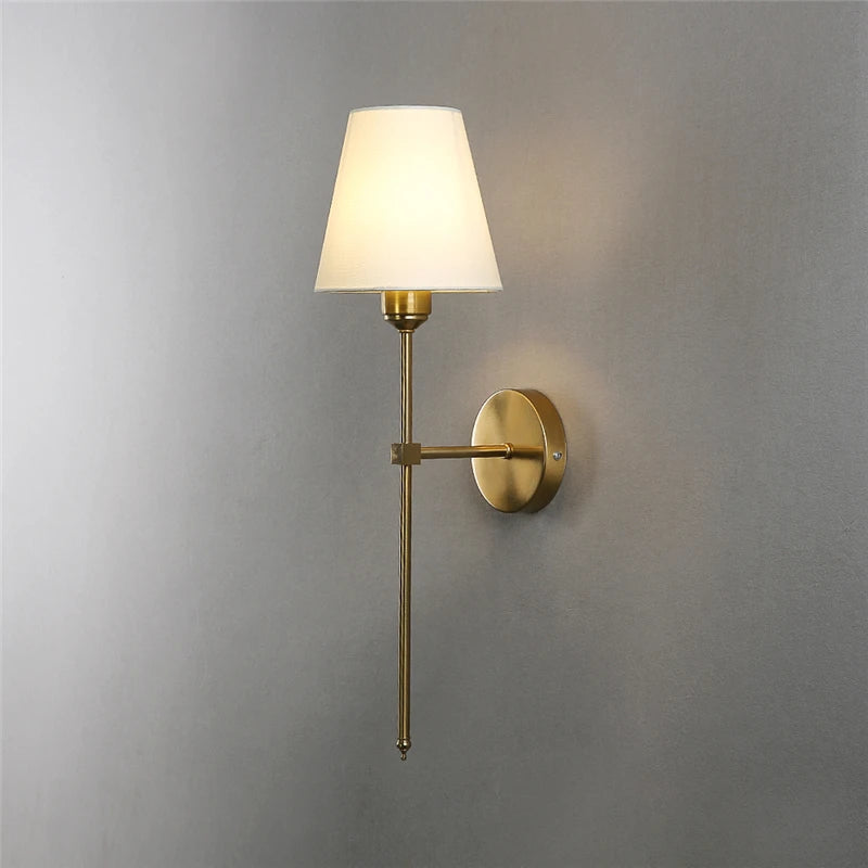 applique murale moderne or noir abat jour tissu éclairage chambre cuisine miroir salle bain