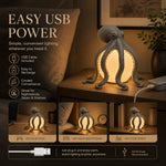 lampe table poulpe résine sculpturale led rechargeable usb gris noir blanc chambre