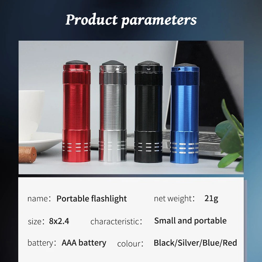 lampe torche uv led bleu noir rouge batterie aaa moderne compact aluminium lisse brillant