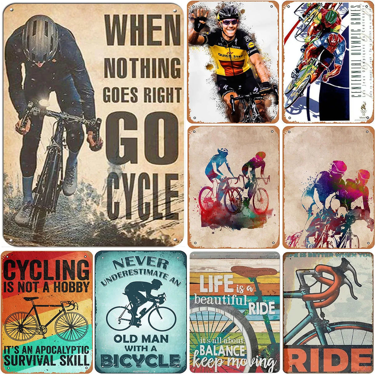 plaque murale metal vintage cyclisme decoration retro affiche sport maison club objet deco