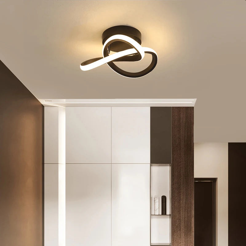 luminaire moderne led noir blanc doré abstrait spirale fixe contemporain opaque semi encastré