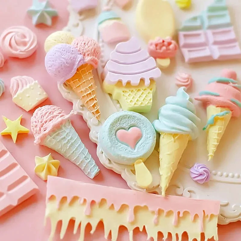 moule silicone gâteau crème glacée motif coeur étoile chocolat pastel cuisine pâtisserie enfantin