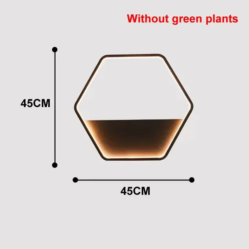 lampe murale moderne hexagonnelle pot intégré lumière chaude marron texture métallique fixée mur