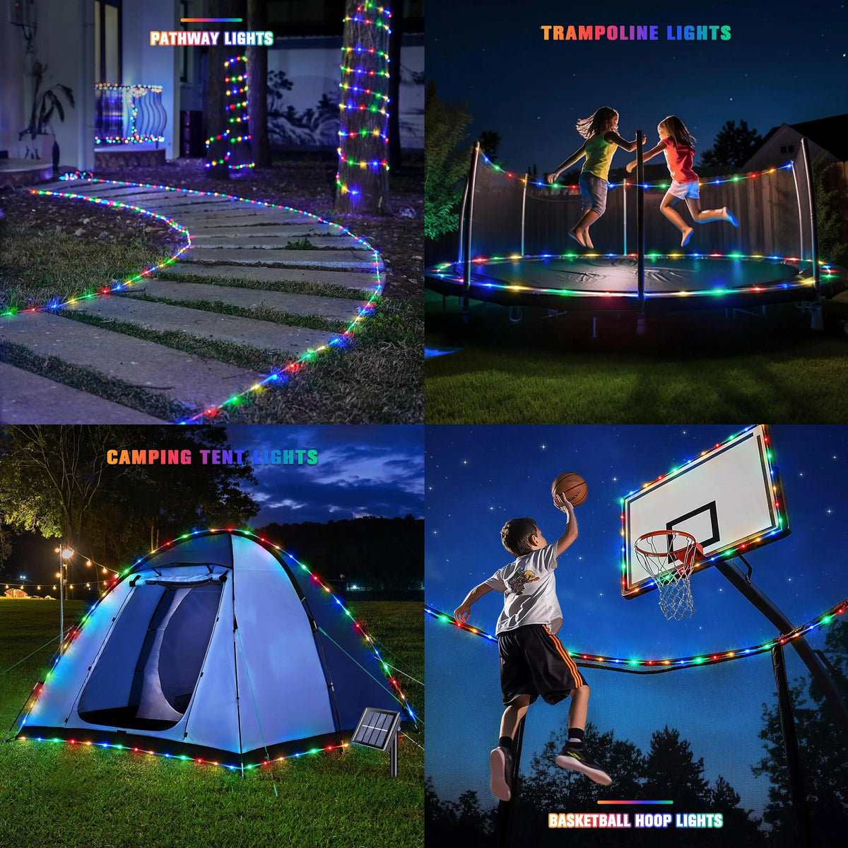 éclairage solaire extérieur guirlande led multicolore imperméable modes décoration jardin chemin balcon