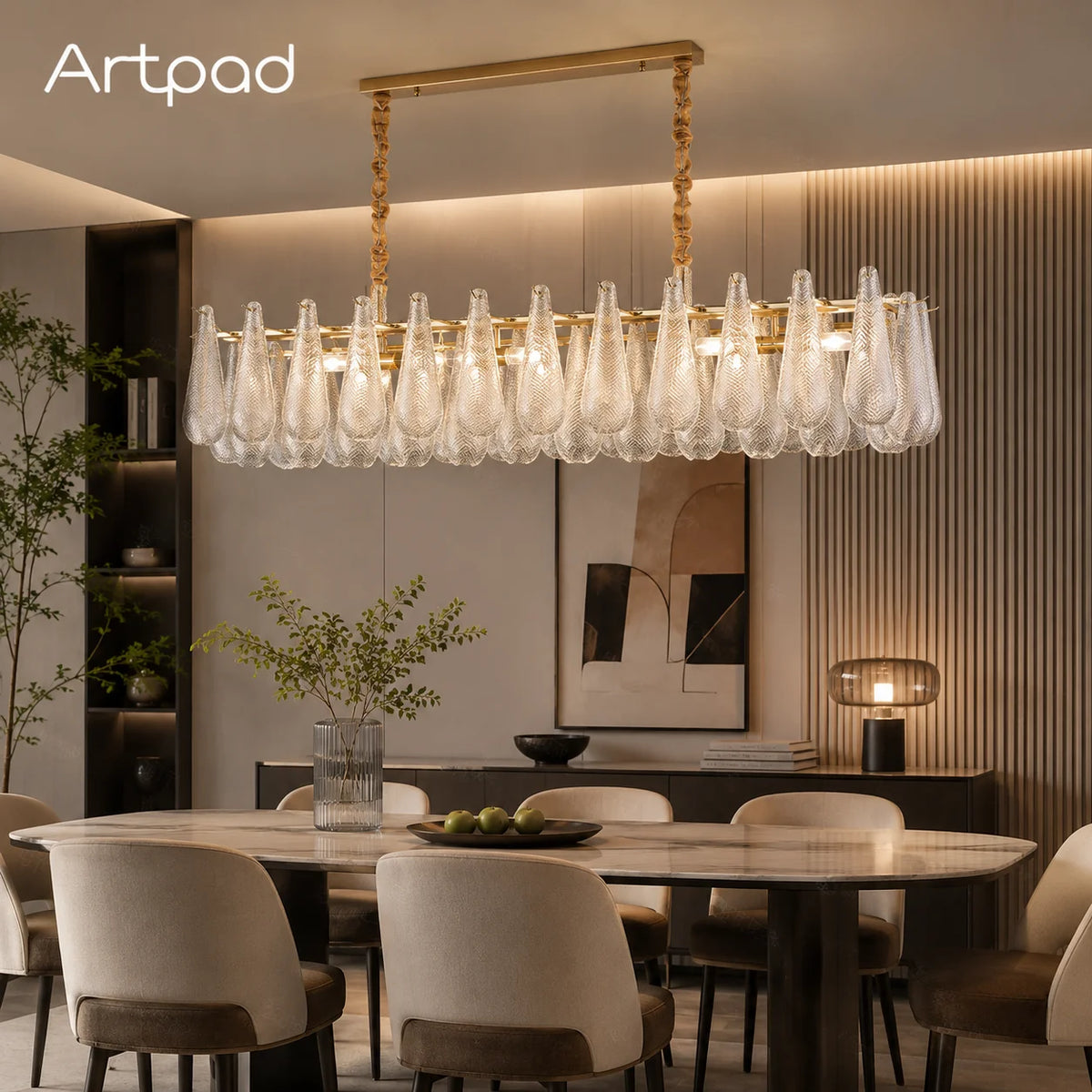 lustre suspendu moderne verre doré rondelles géométriques luminaire luxe salon salle manger