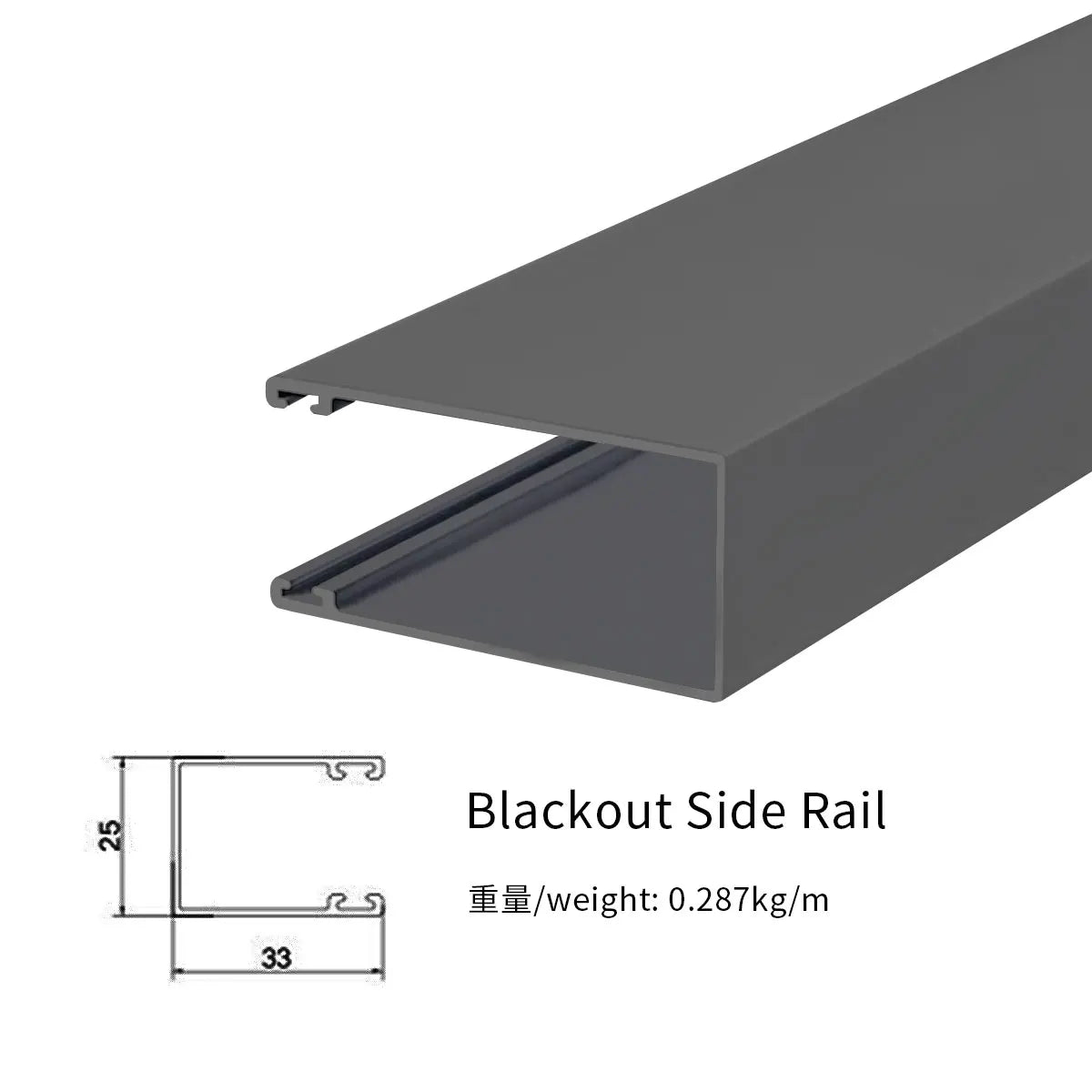 Détail de l'installation du rail latéral gris foncé