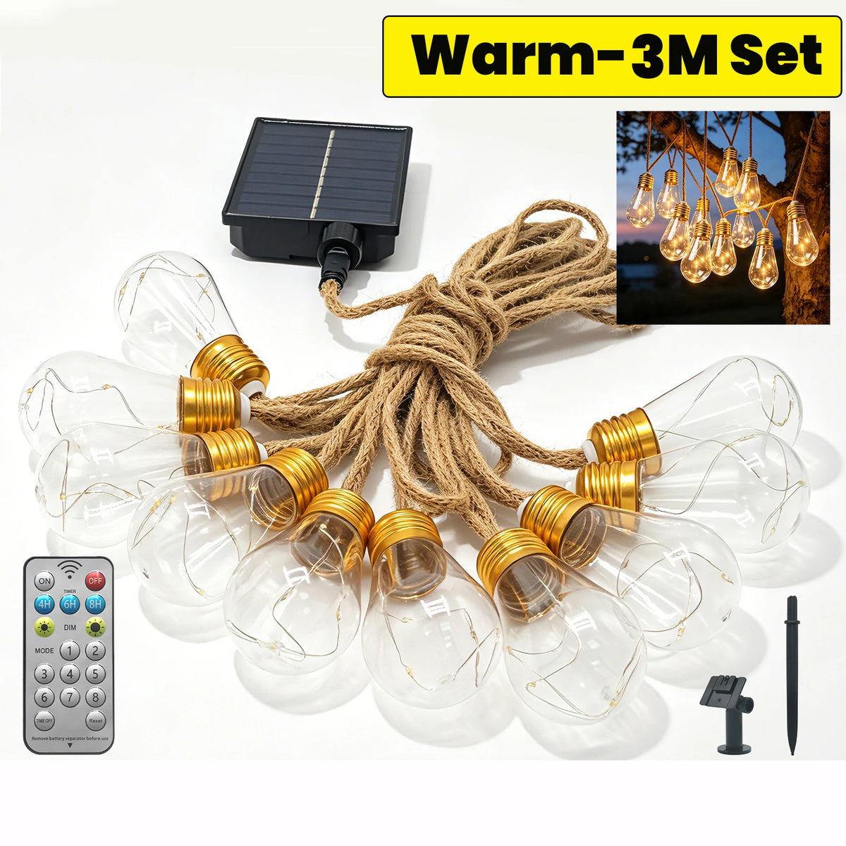 guirlande lumineuse solaire transparente dorée filament blanc vintage modes étanche télécommande