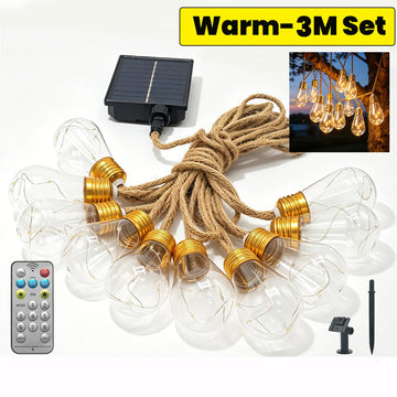 guirlande lumineuse solaire transparente dorée filament blanc vintage modes étanche télécommande