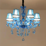 lustre classique bleu transparent pendeloques goutte forme led salon chambre
