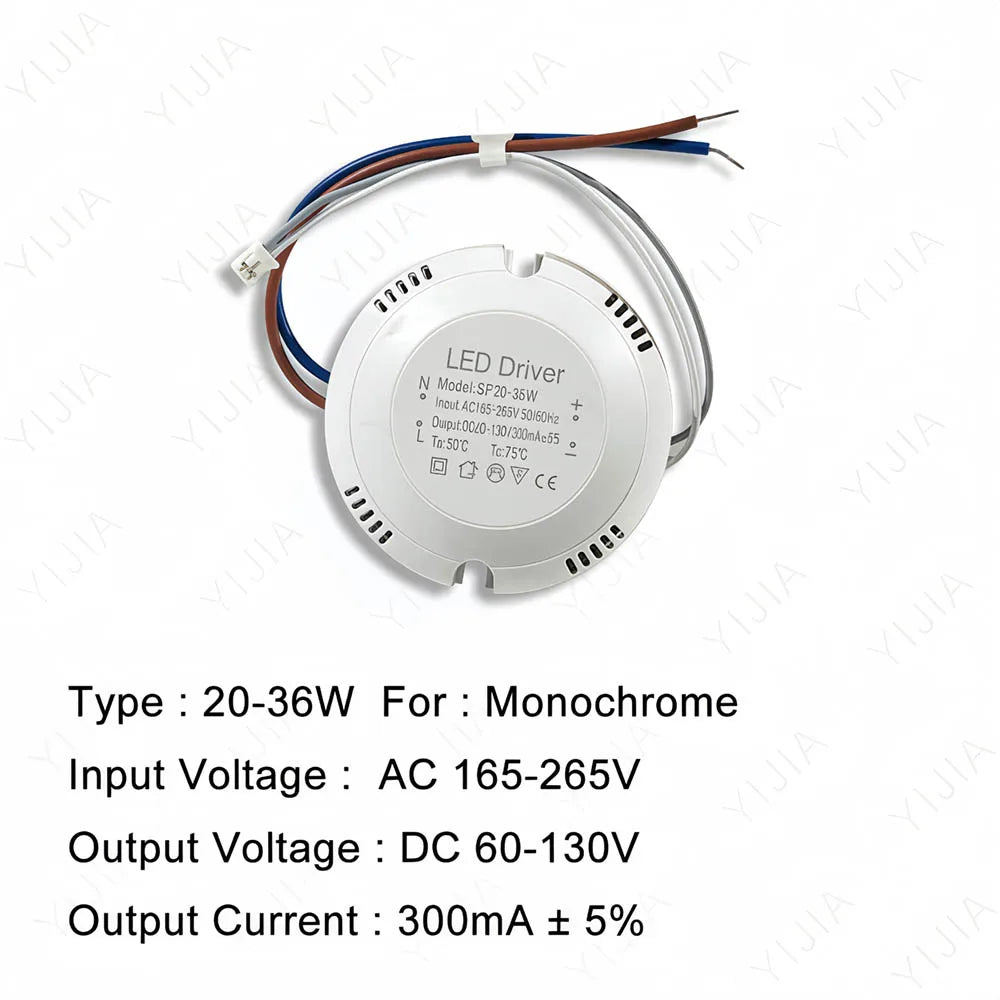 driver led blanc 24v 36v 60v 108v 280ma 300ma rond perforations moderne