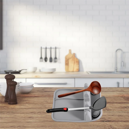 support vaisselle pliable gris moderne cuillère spatule couteau poignée rouge ustensiles cuisine