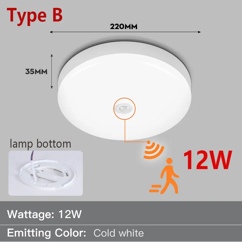 Lampe détecteur mouvement blanc moderne minimaliste vis fixation support led