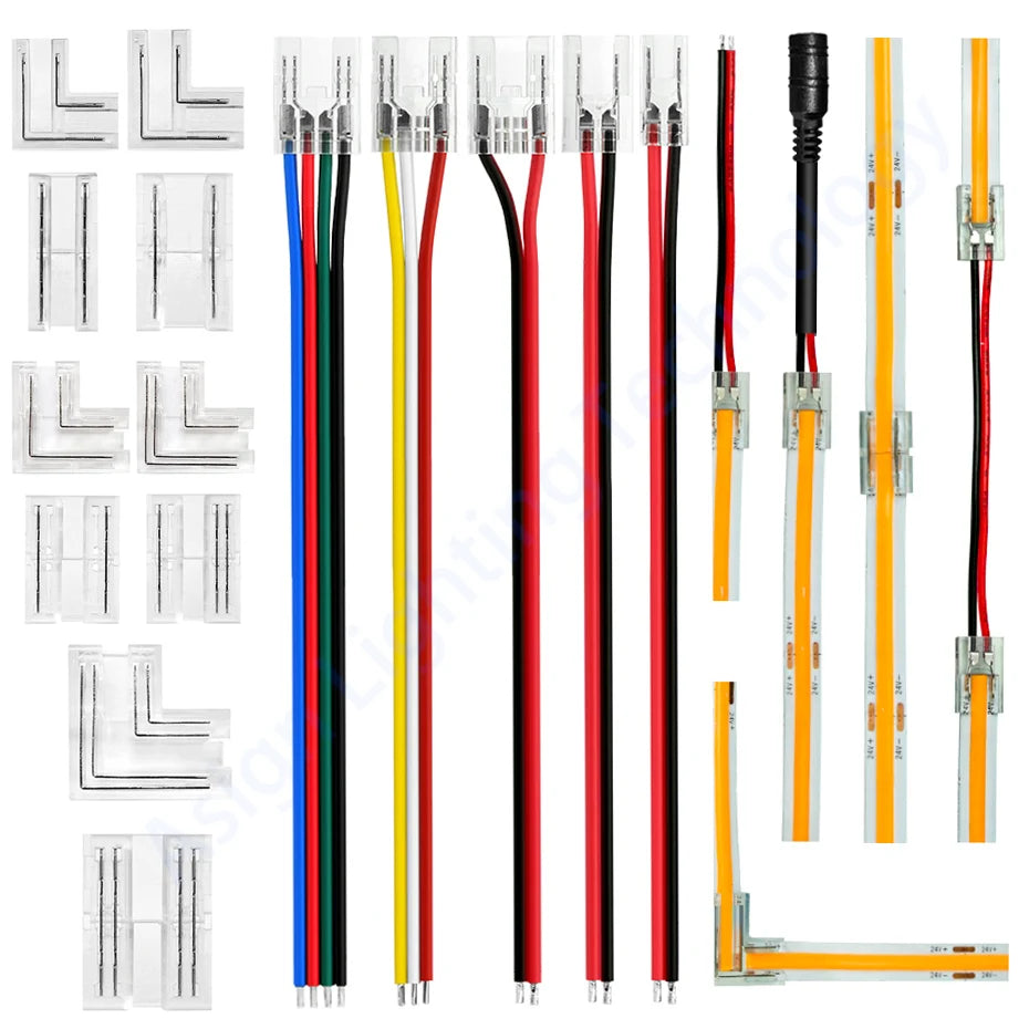 connecteurs led transparent clips moderne pratique ruban led 5mm 8mm 10mm 24v 5v 12v