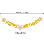 guirlande fête happy birthday fleurs blanches jaunes decoration anniversaire blanc opacité festive
