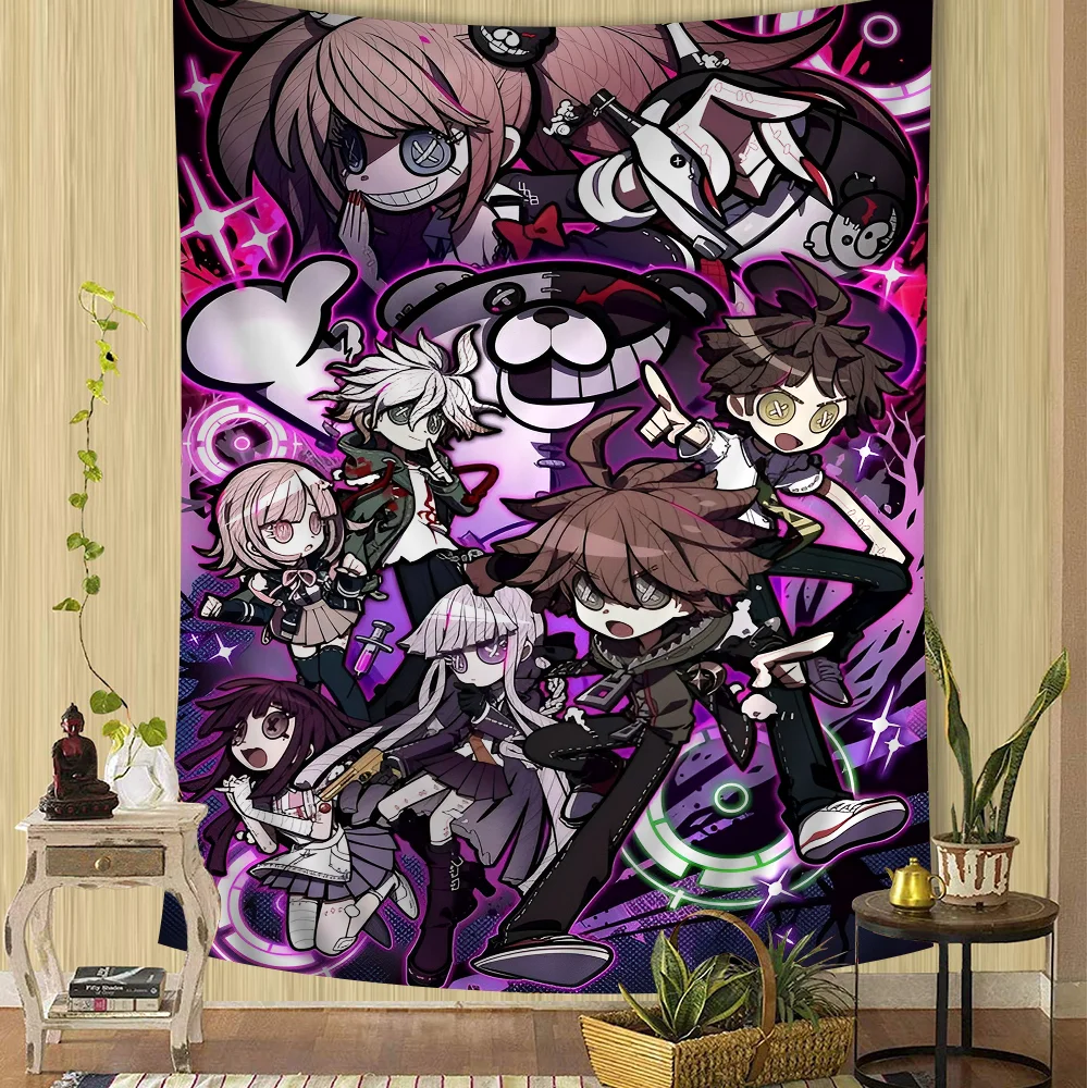 tapisserie murale anime multicolore personnages manga dessins animés pop art décorative salon chambre