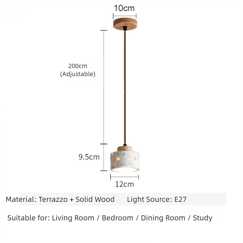 lampe suspendue moderne terrazzo pierre colorée blanc marron salon chambre restaurant étude cuisine hall