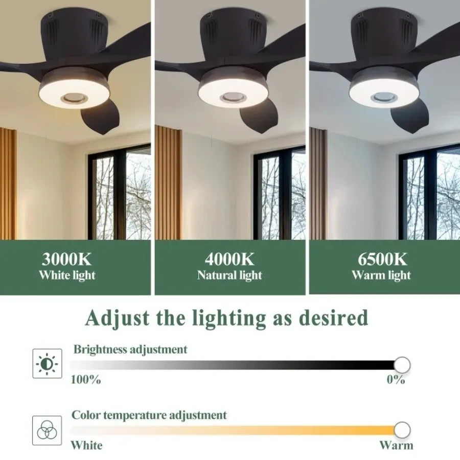 ventilateur lumière rgb télécommande moderne blanc noir led