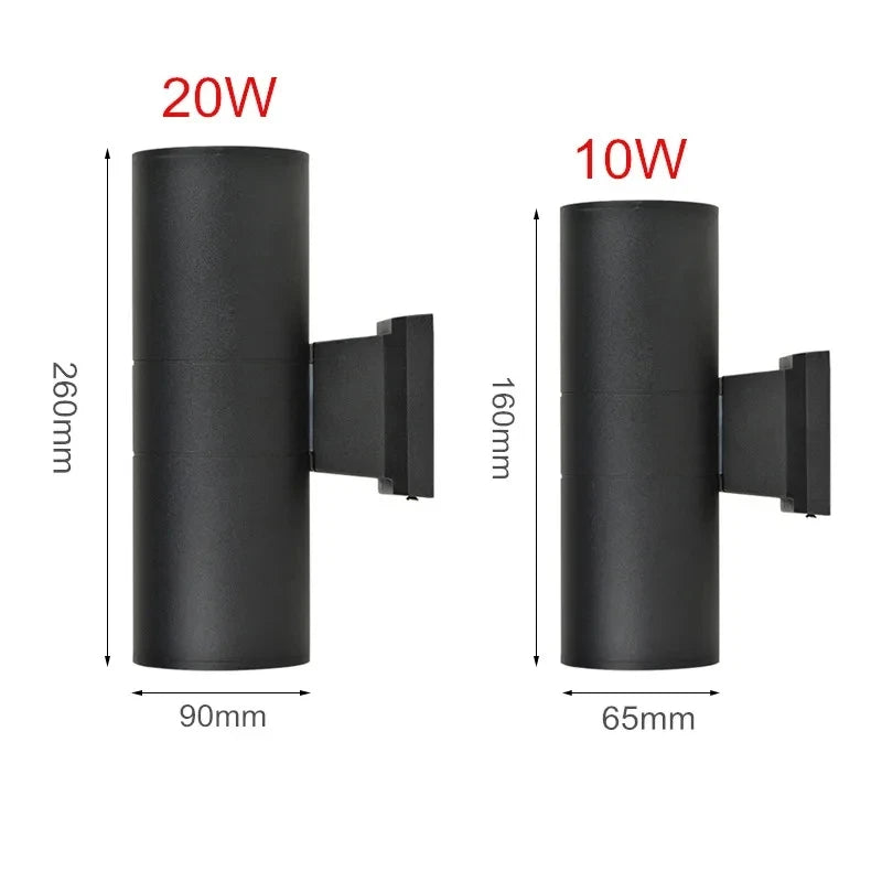 applique murale led noir gris contemporaine 10w 20w étanche ip65 aluminium
