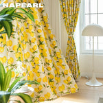 rideau imprimé citron moderne 100 polyester blanc jaune chambre salon moderne