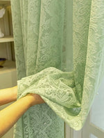 rideau vert clair broderie florale semi transparent classique fenêtre française polyester