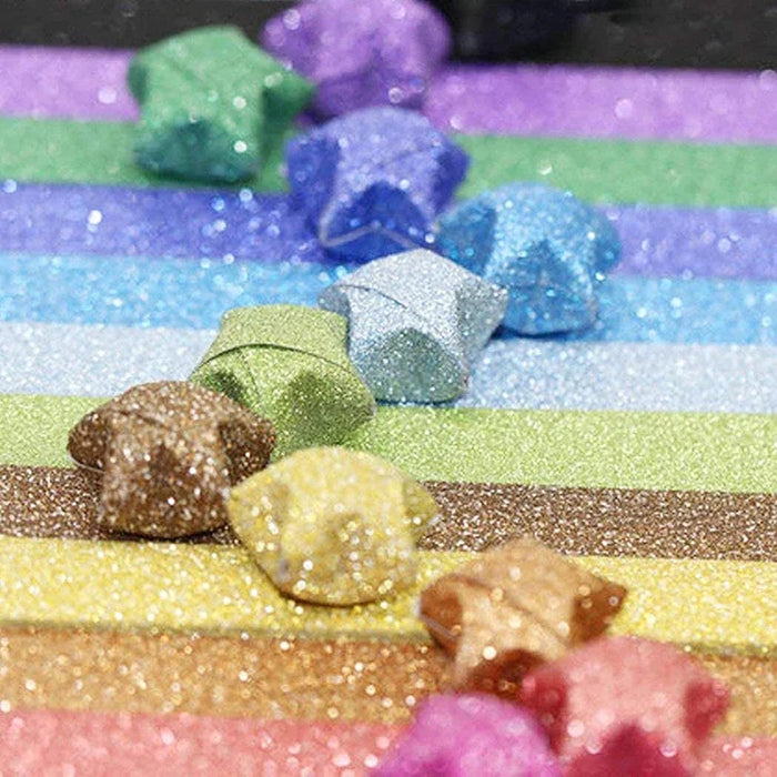 feuilles papier origami étoiles pailletées vert bleu argent doré artisanal noël mariage anniversaire halloween
