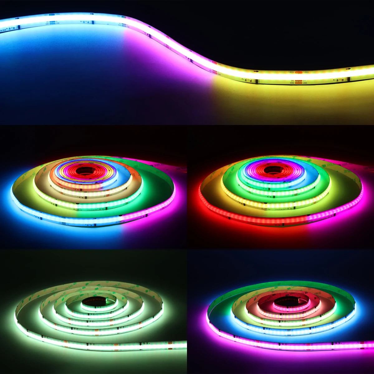 ruban led multicolore moderne 12v wifi contrôlable télécommande application mobile