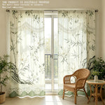 rideau imprimé fleurs feuilles dentelle semi transparent classique romantique salon anneaux métalliques polyester
