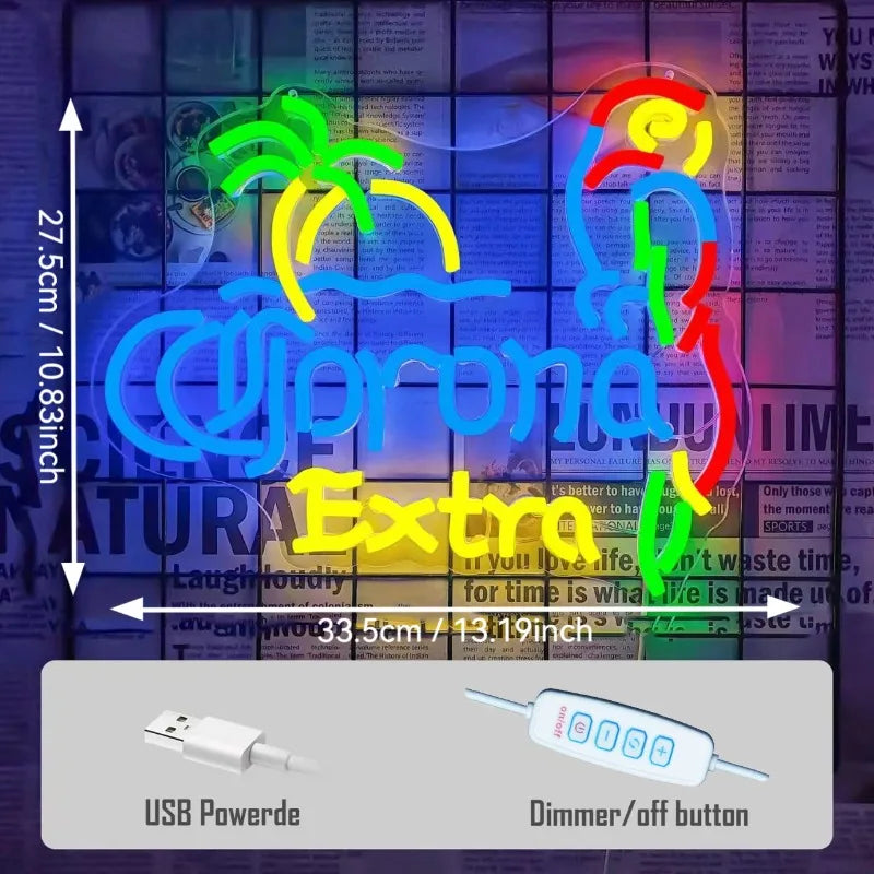 néon lumineux logo corona extra couleur arc ciel moderne crochet mural lumière publicitaire