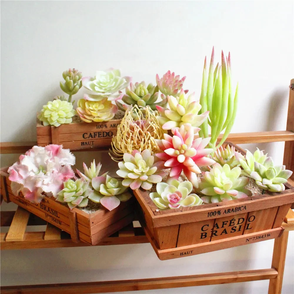 plante succulente artificielle réaliste petit bonsaï décoratif jardin maison vert rose blanc