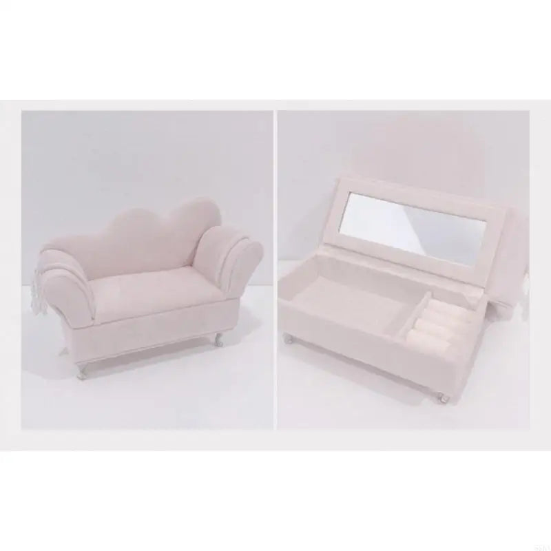 coffret bijoux velours rose miroir intégré tabouret amovible armoire tiroirs modernes élégants rangement
