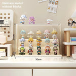 présentoir transparent modulaire solo salon respectueux environnement moderne cartoon figurines colorées hexagonal