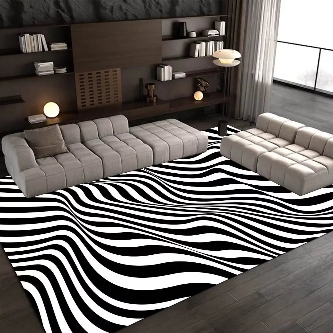 Tapis Flanelle Nordique Moderne pour Chambre Salon, Confort Doux Antidérapant