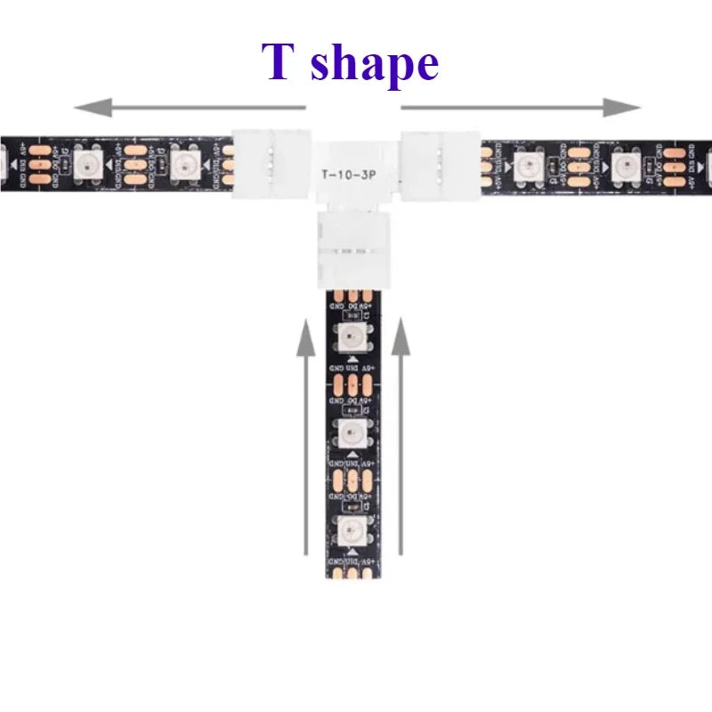 connecteur forme ruban led blanc pin 10 12mm ws2812 rgb