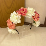 couronne fleurs artificielles bohème rouge rose blanche violette cheveux décoration mariage anniversaireintérieur