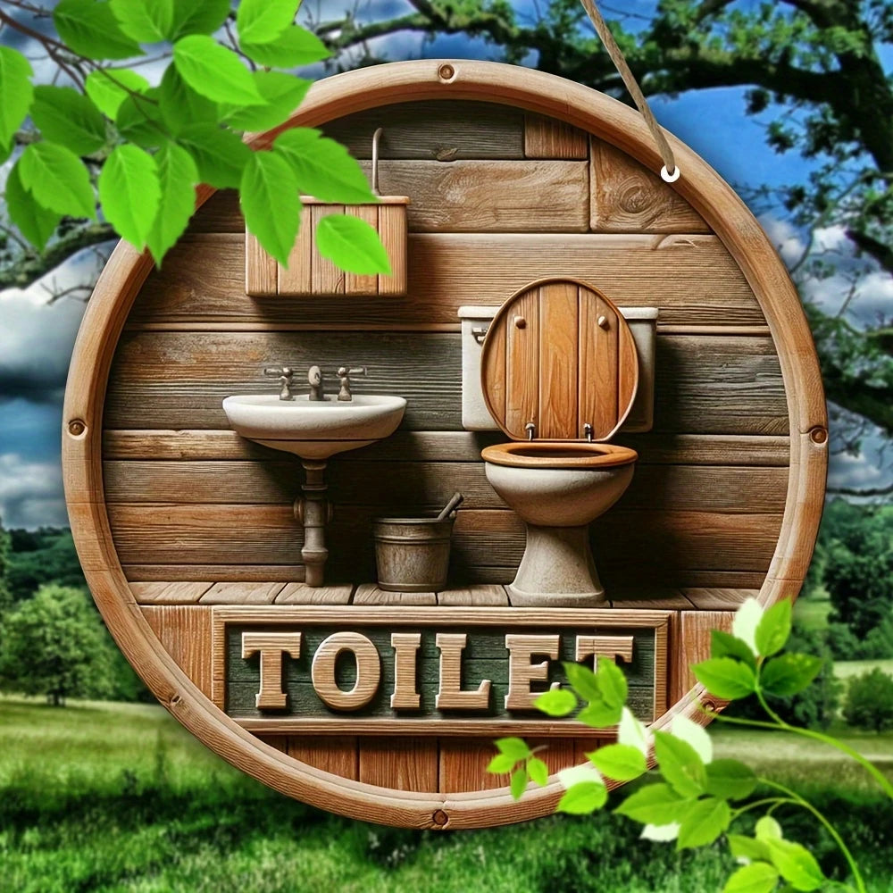 décoration murale vintage plaque bois toilettes rustique blanc vert pastorale