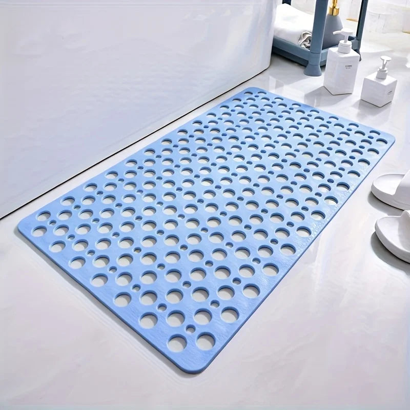tapis bain antidérapant perforé gris bleu moderne ventouses drainage texturé