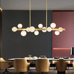 suspension lumineuse moderne boules translucides or blanc ampoules led 12 têtes cuivre