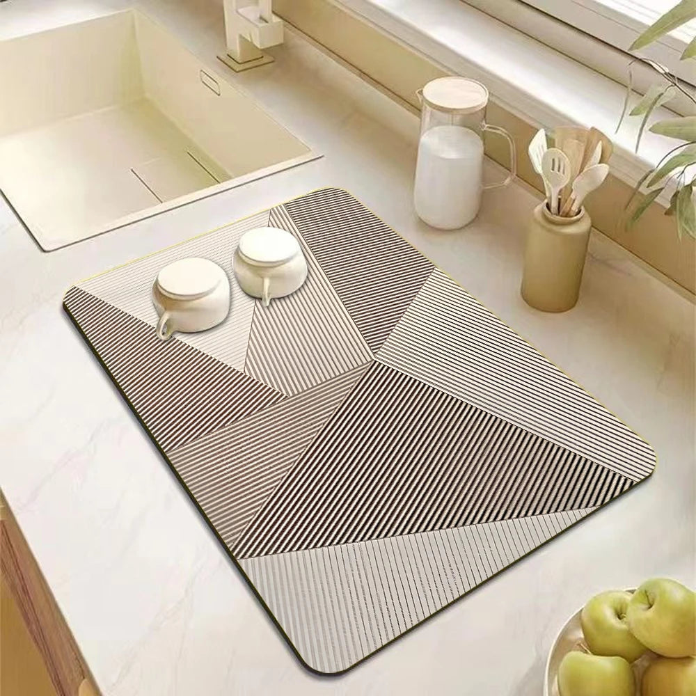tapis séchage vaisselle moderne rayures gris adhésif 20x30cm 30x40cm 40x60cm 50x80cm