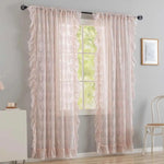 rideau transparent fleuri dentelle rose vintage romantique maison