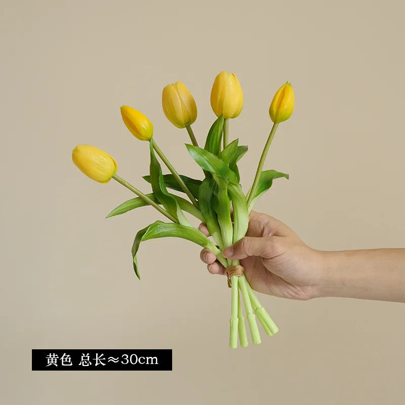 bouquet tulipes artificielles orange jaune blanc moderne décoration intérieure mariage anniversaire chambre salon