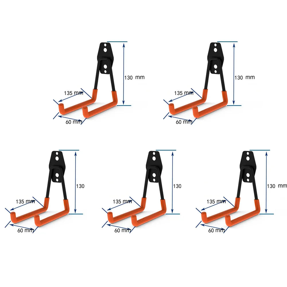 crochet mural moderne noir orange fixations vis chevilles support garage vélos équipements sport