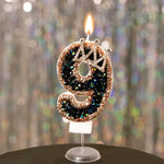 bougies gâteau numérotées paillettes couronne festives anniversaire mariage décoration noire dorée bleue
