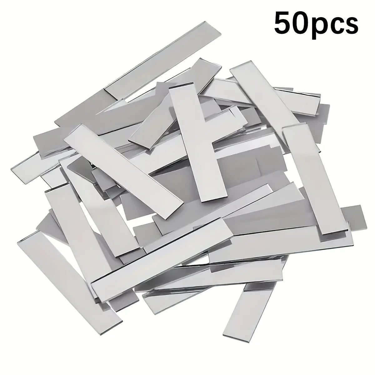 bandes miroir argent adhésives décoration moderne 50 pièces plate lisse opaques