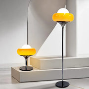lampe table vintage abatjour translucide couleur jaune orangé marron foncé