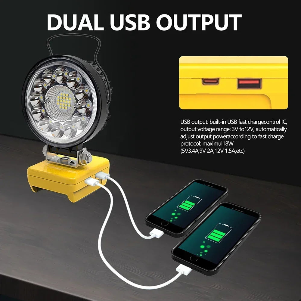 lampe travail led noir jaune 5000lm 35w clips usb moderne fonctionnelle