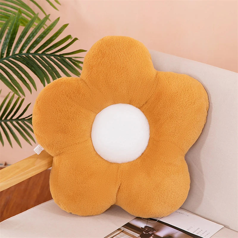 coussin fleur peluche lavable rose gris vert jaune violet moderne chambre lit